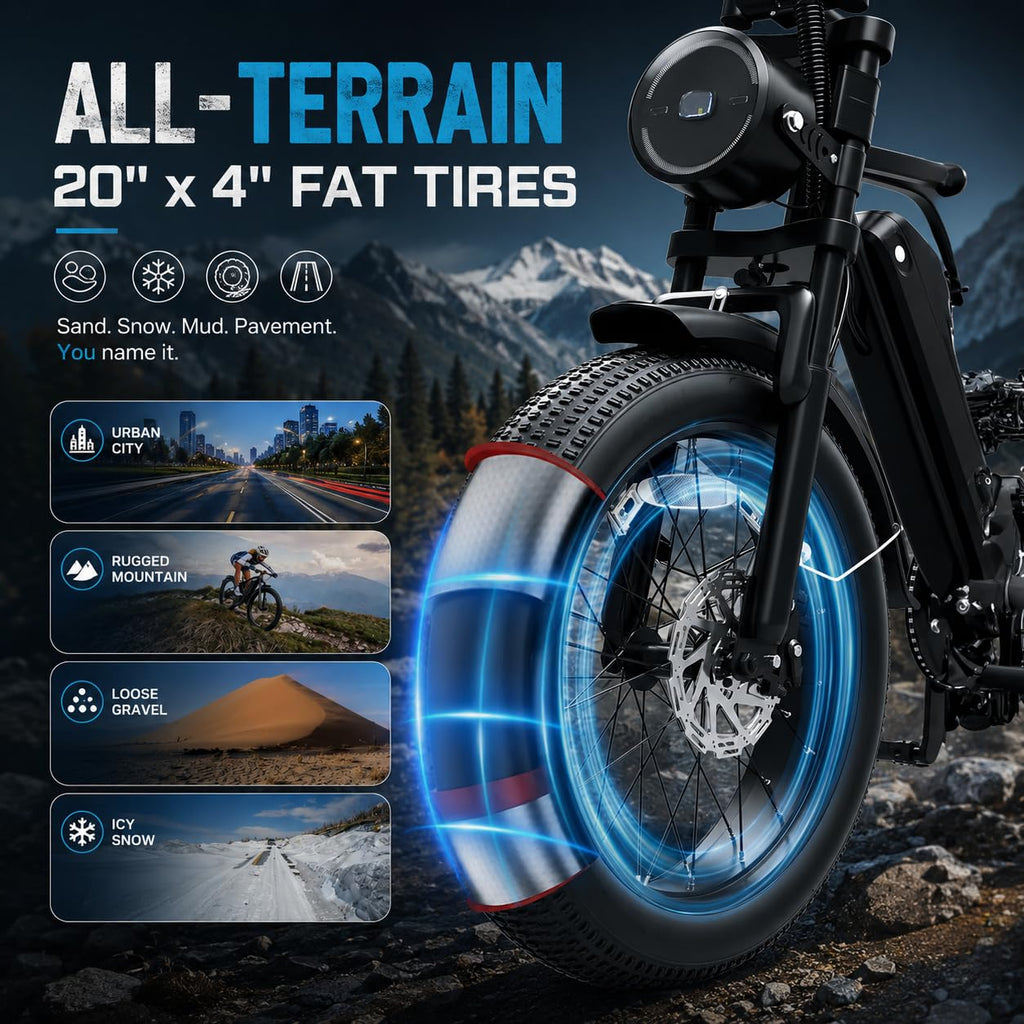 20" Fat Tire Foldable Electric Bike with Removable Battery L626302