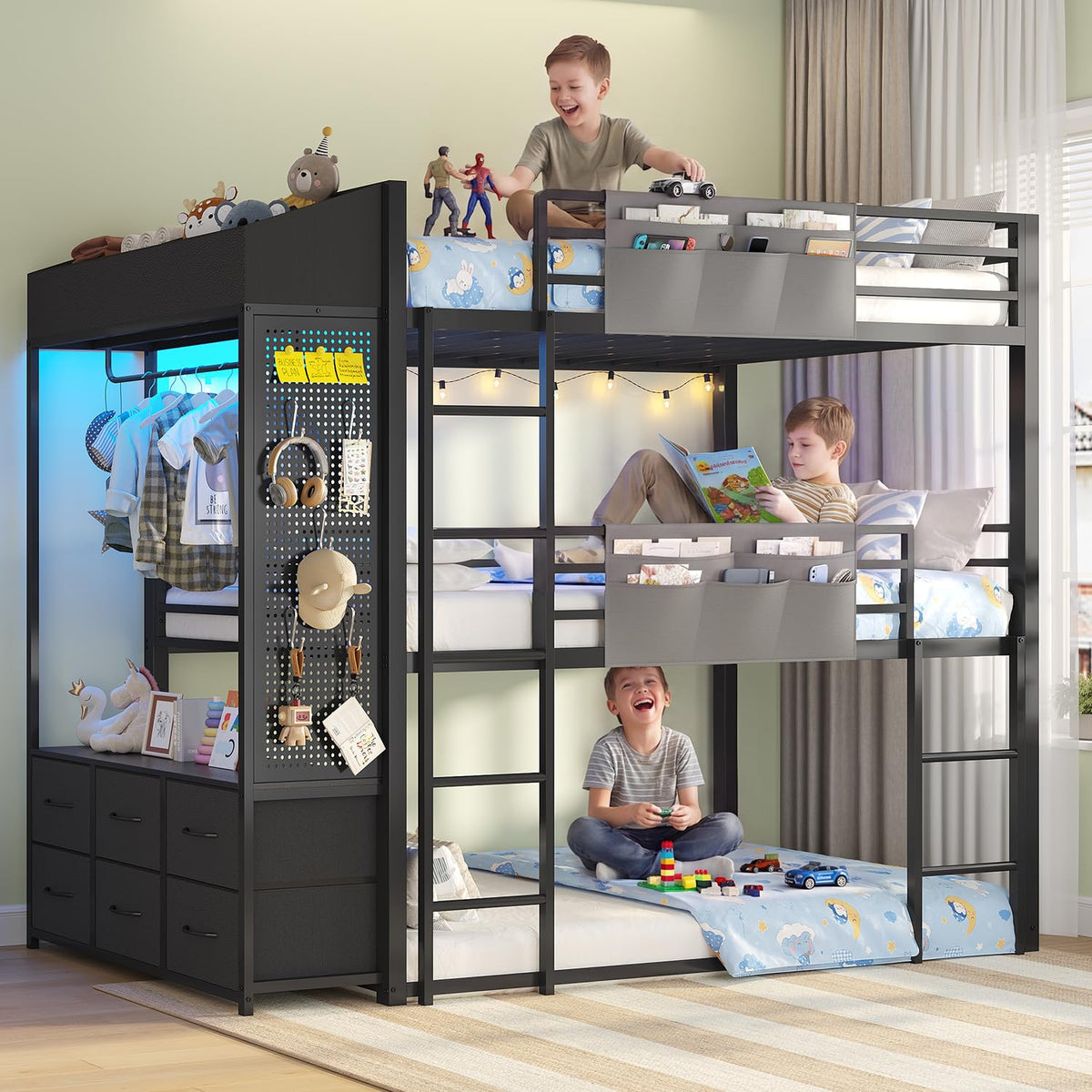 Triple Bunk Bed with 6 Storage Drawers X5985