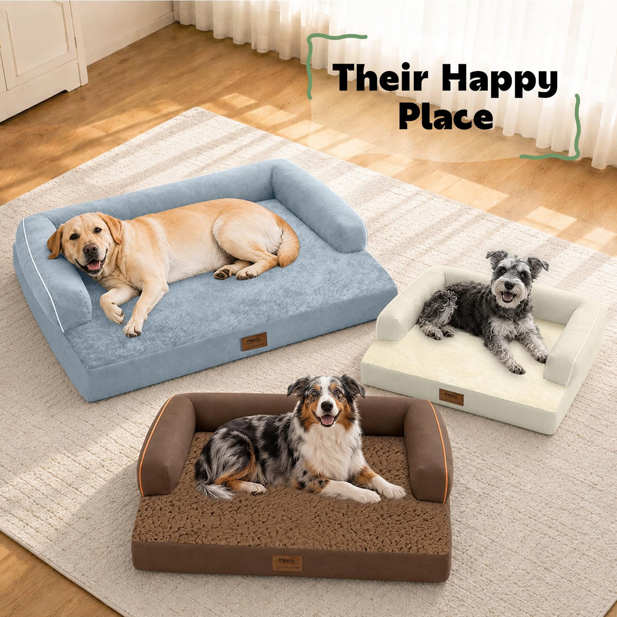 Washable Orthopedic Dog Bed with Bolster H33777