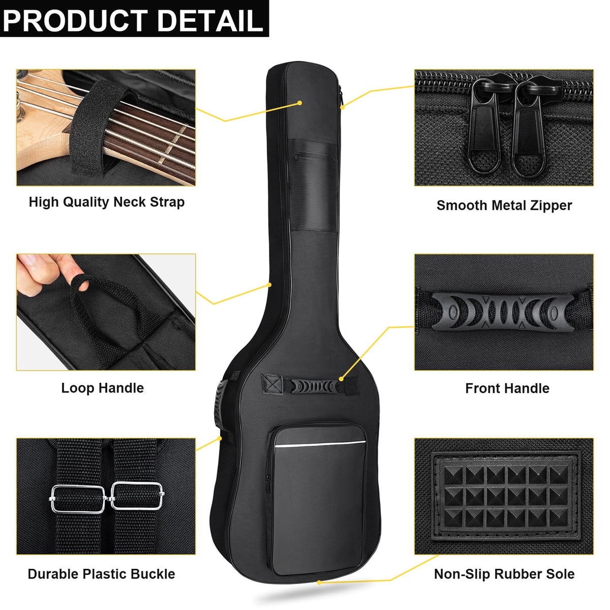 Black Waterproof Bass Guitar Gig Bag Q82239