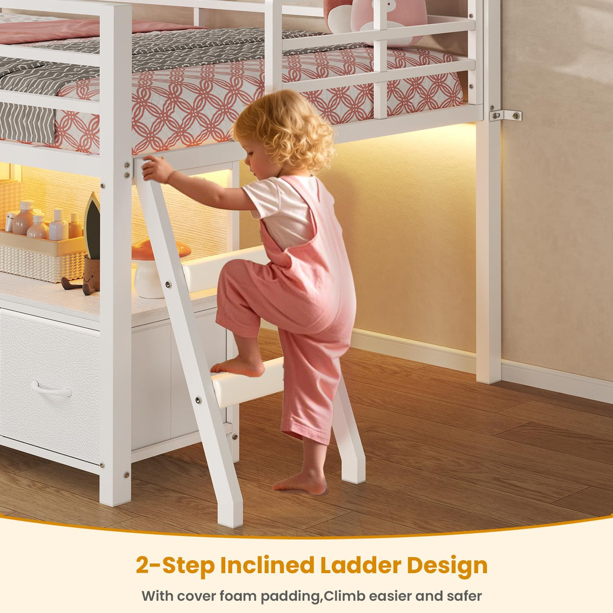 Twin Size Low Loft Bed with 7 Drawers M65910