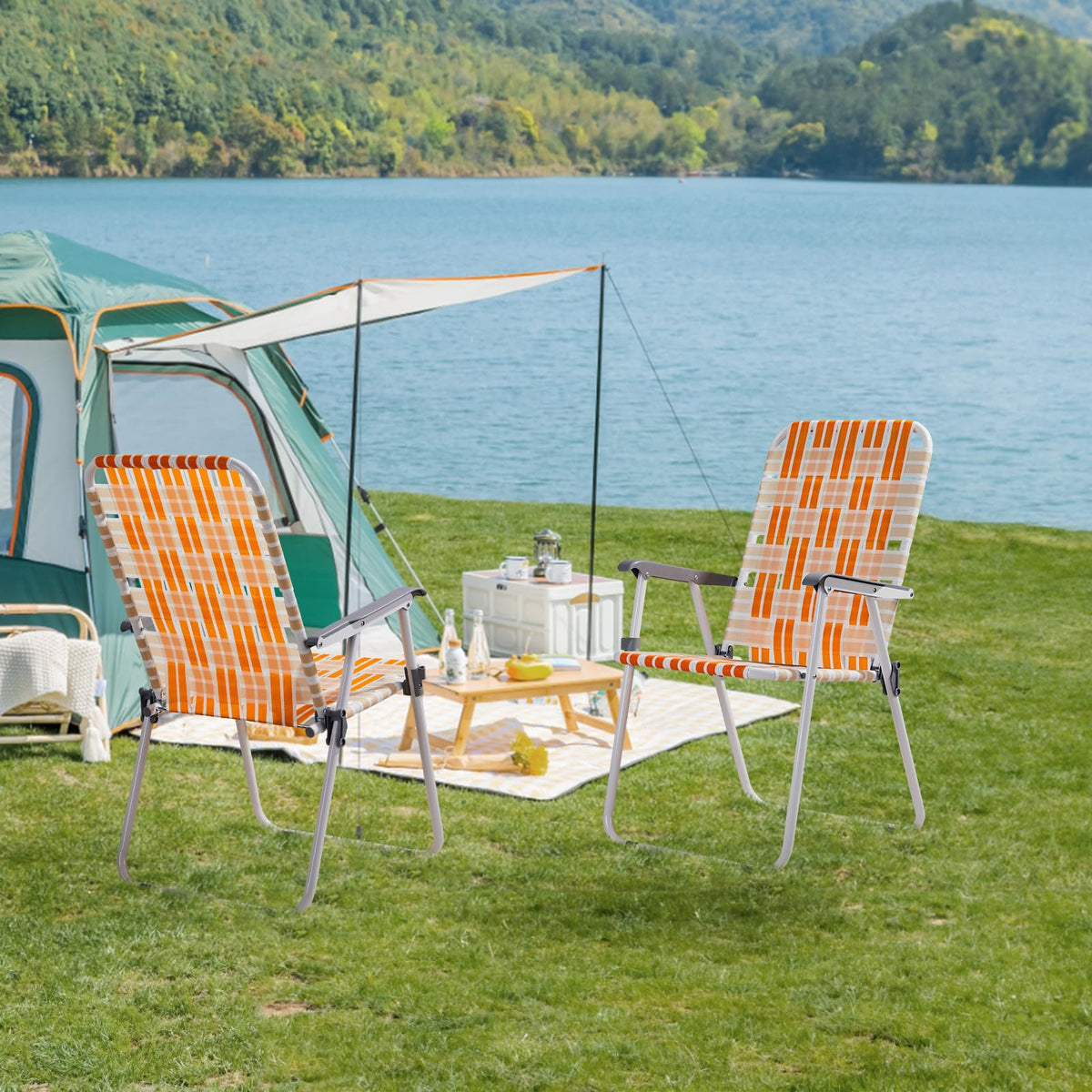 Folding Camping Chairs Set of 2 Steel M546905