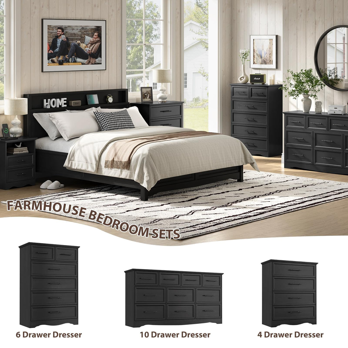 Black 6 Drawer Dresser H297277