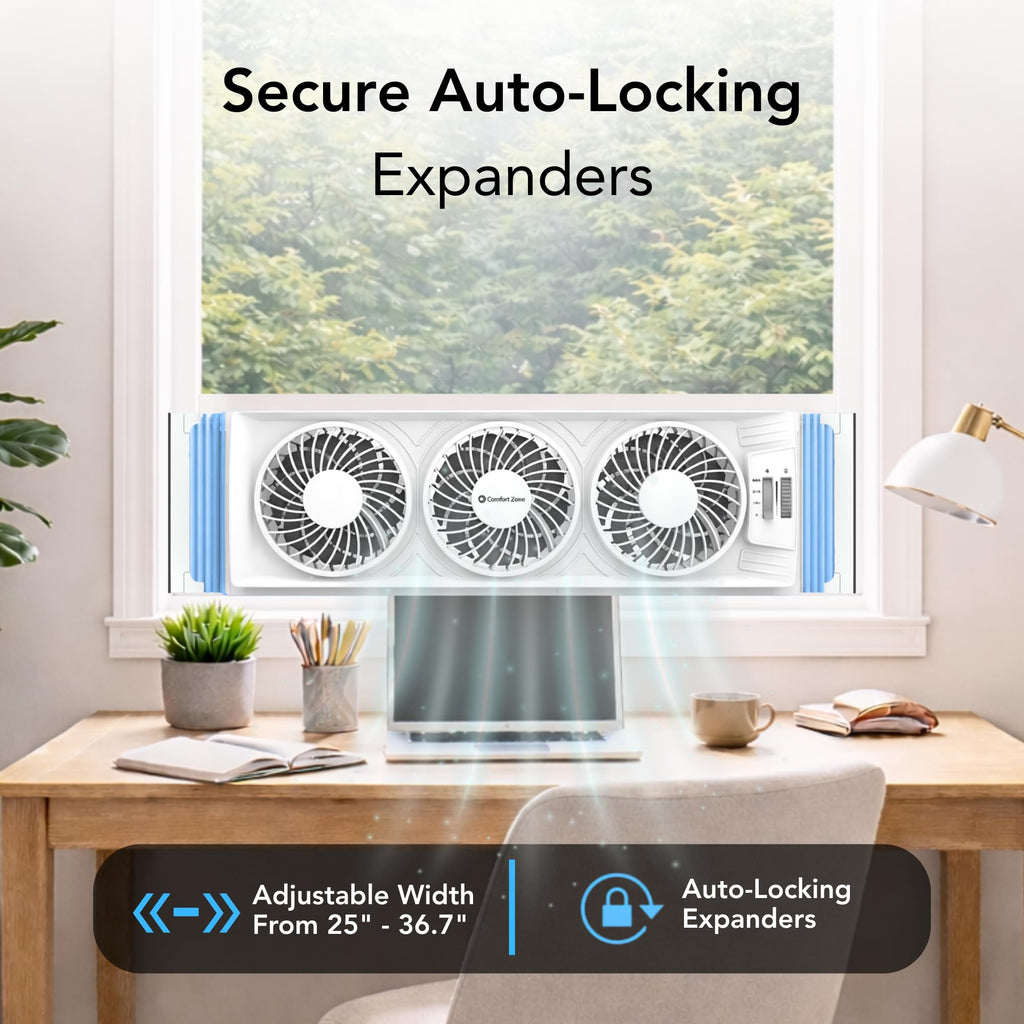Triple Window Fan with 3-Speeds & Expandable Width P435
