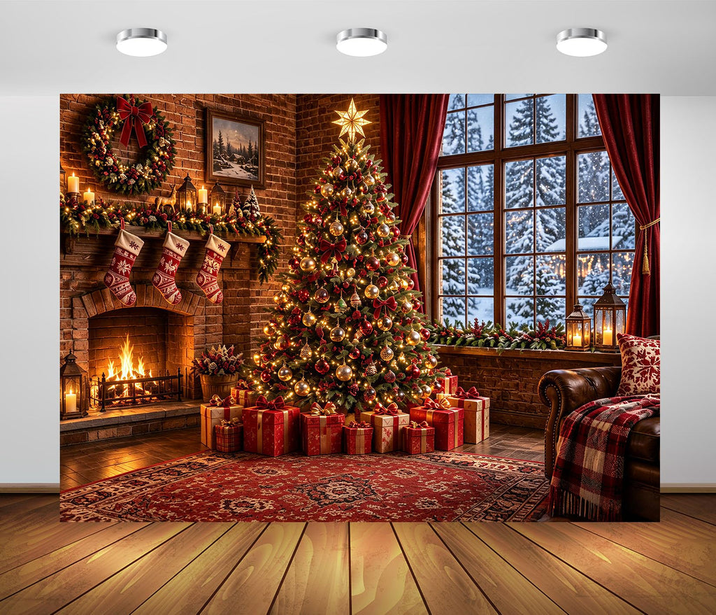 Fabric Christmas Window Backdrop H632500