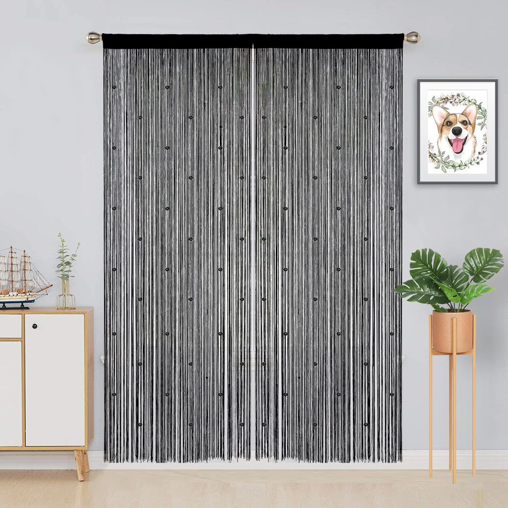 Beaded Curtains 39"x79" Black Z412763