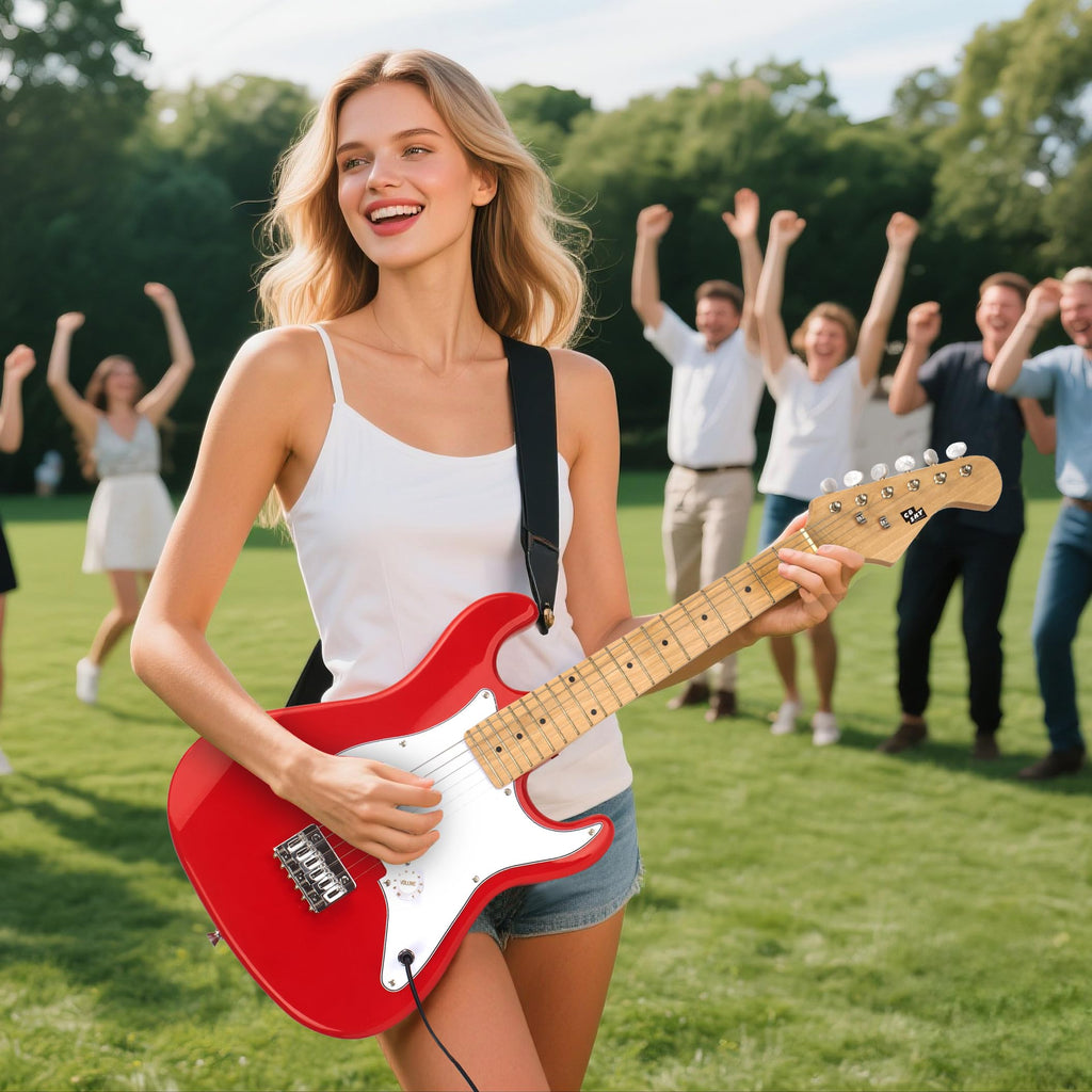32 Inch Junior Size Red Electric Guitar Beginner Kit with Amplifier and Bag O6046