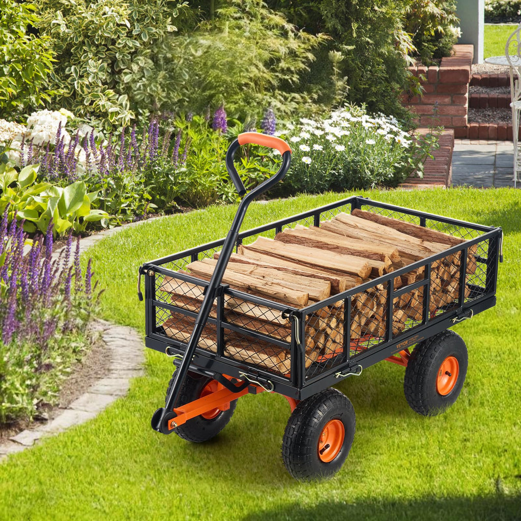 880lbs Steel Garden Dump Cart Utility Wagon with Removable Sides G4897