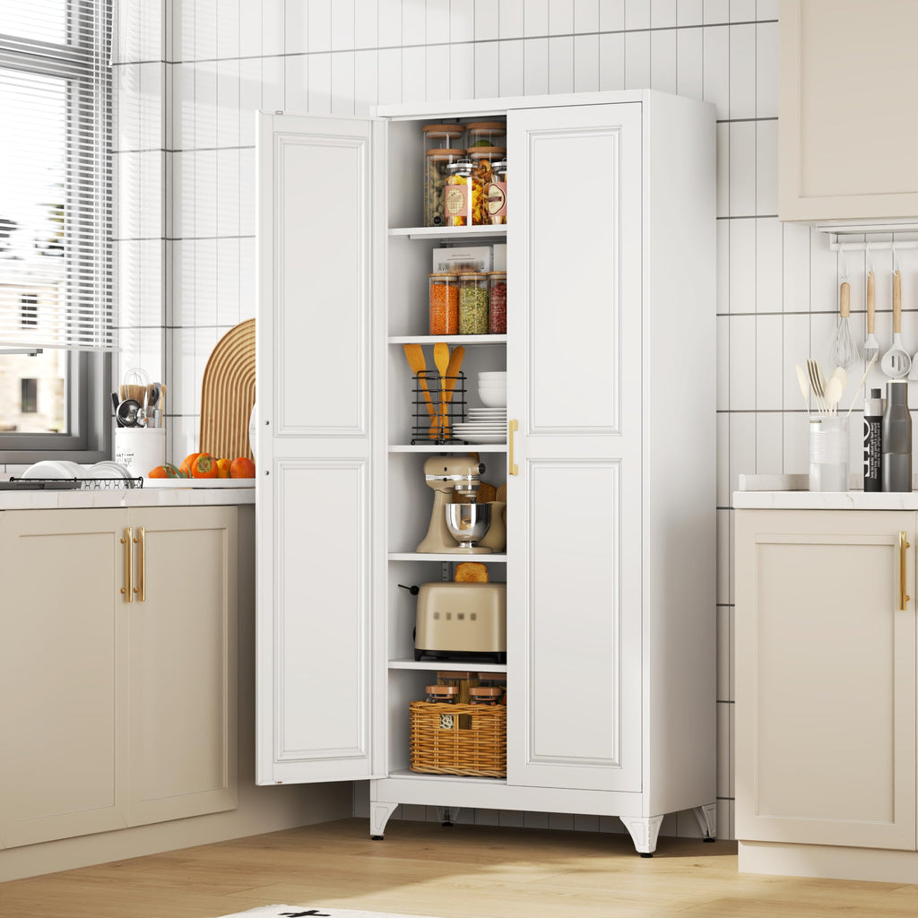 75" Kitchen Pantry Cabinet with Doors and Shelves G66884