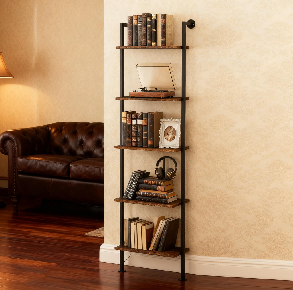 5-Tier Solid Wood Ladder Bookshelf L850