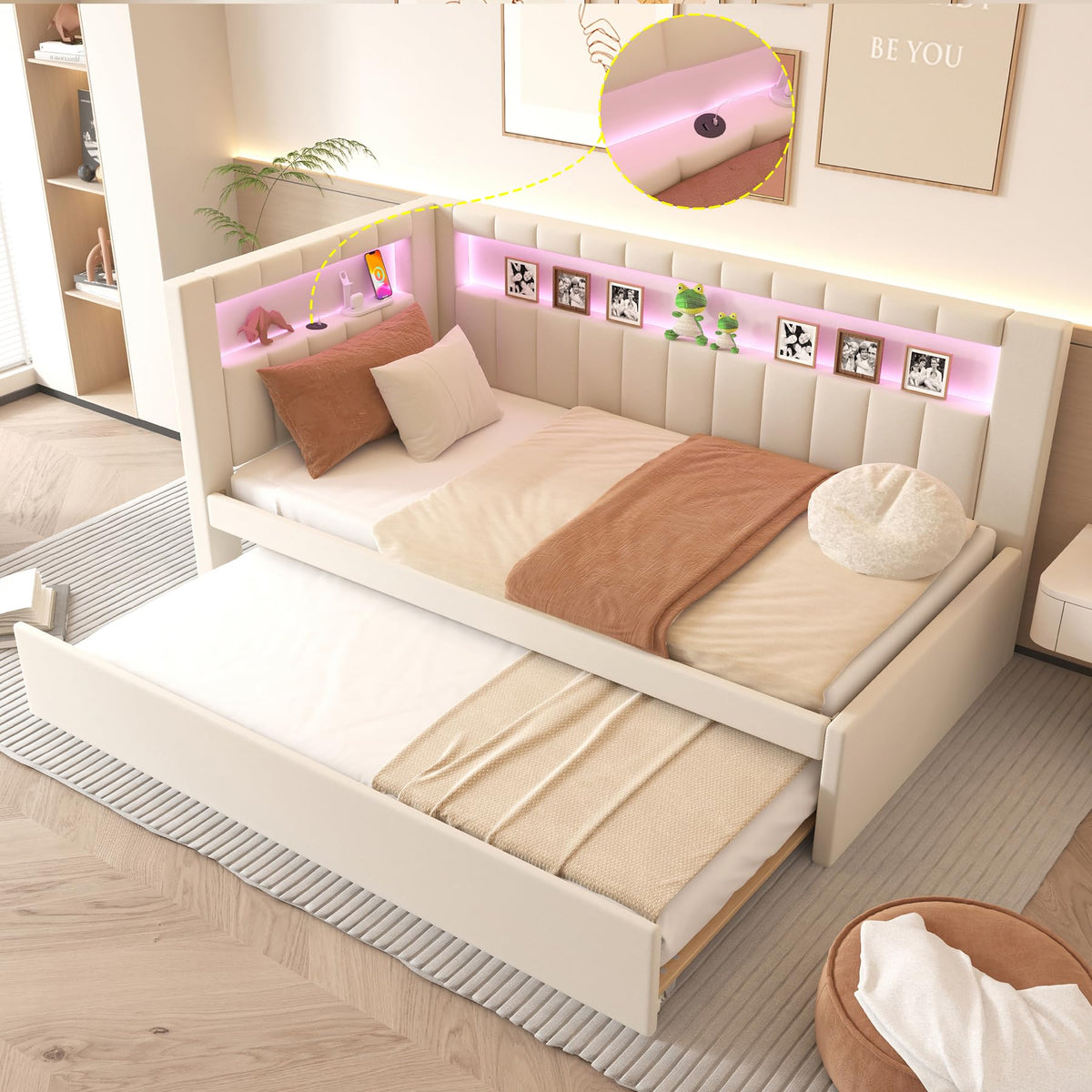 White Twin Size Daybed with Trundle O745