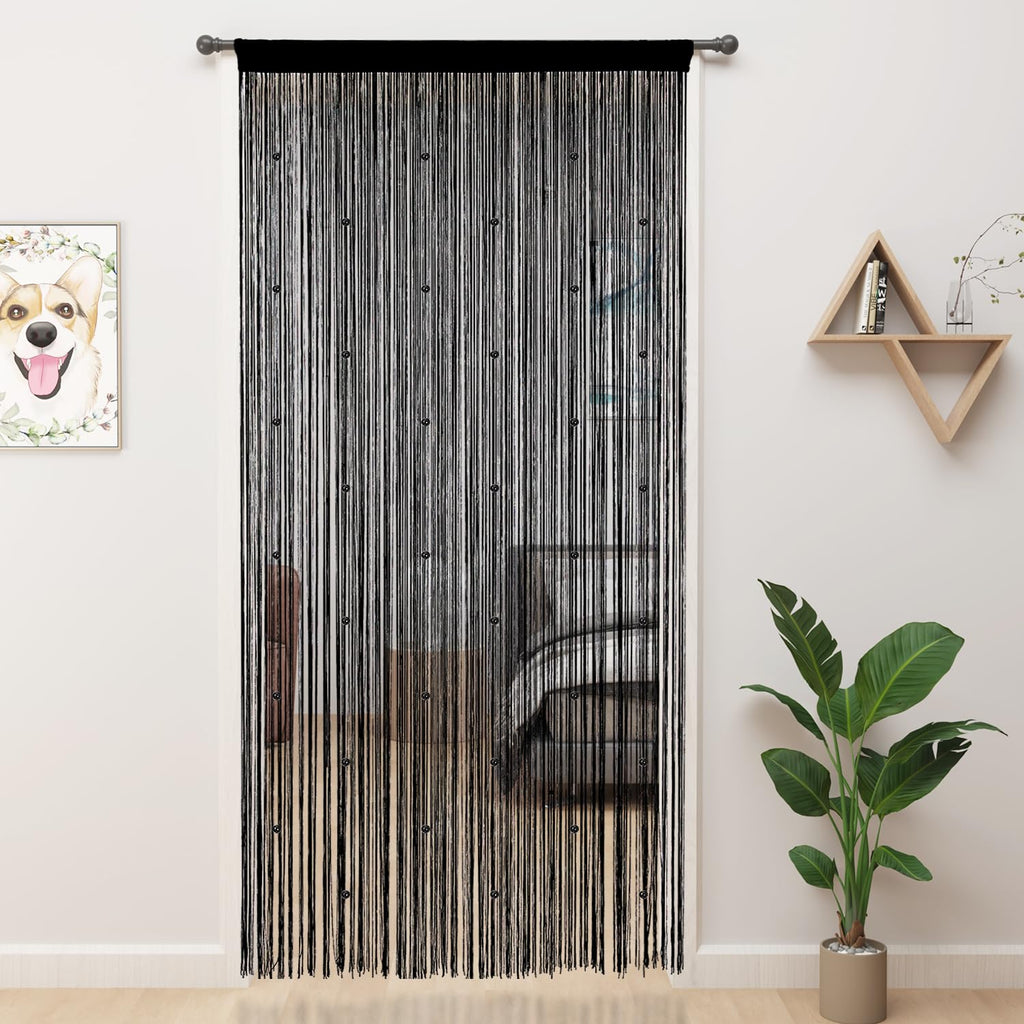 Beaded Curtains 39"x79" Black Z412763