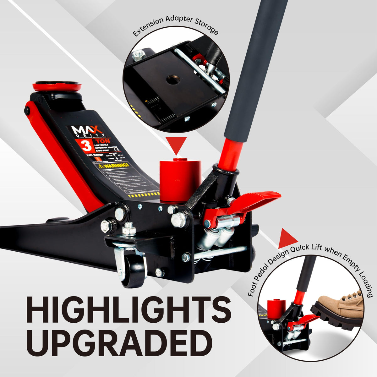 3-Ton Low-Profile Dual Pistons Steel Floor Jack B5899
