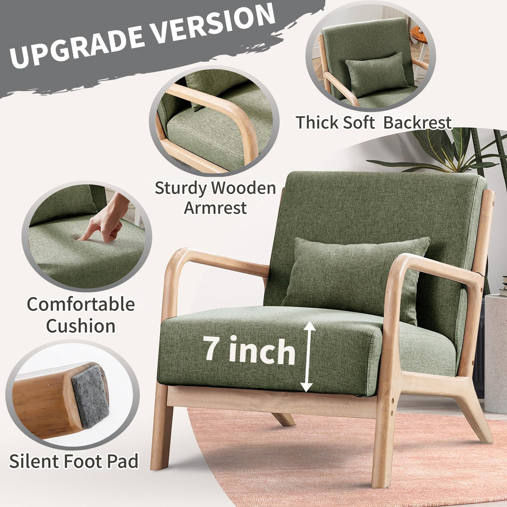 Mid Century Modern Accent Chairs Set of 2 Fabric Wood Armchair O558