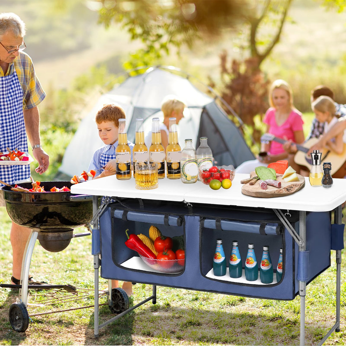 Foldable Camping Table with Storage I95159