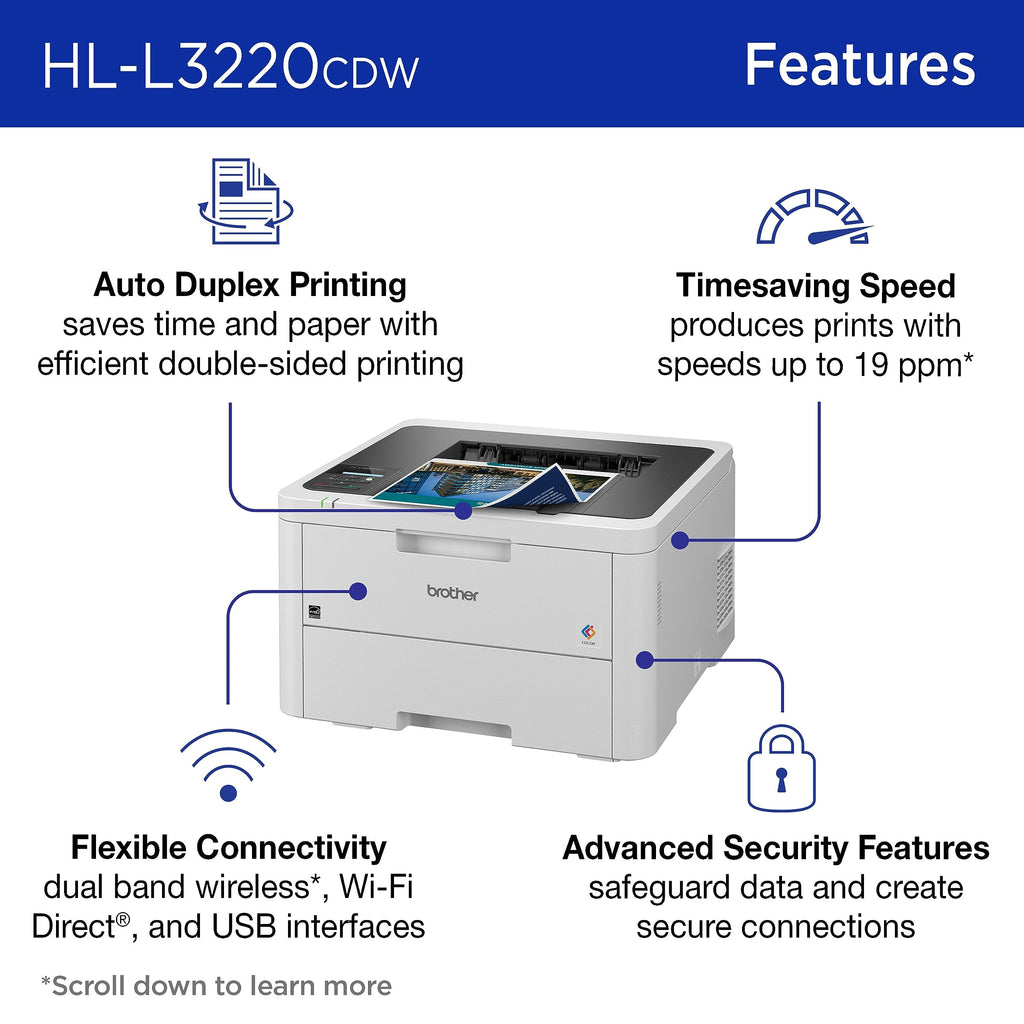 Color Laser Printer with Wireless Printing, Duplex, 250-Sheet Paper Tray D57679