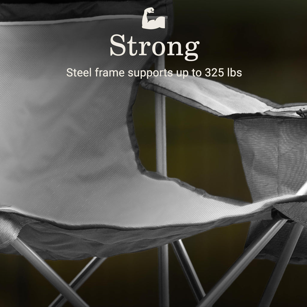 Portable Camping Chair with 4-Can Cooler, Cushioned Seat, Side Pockets & Cup Holder, Carry Bag W896971