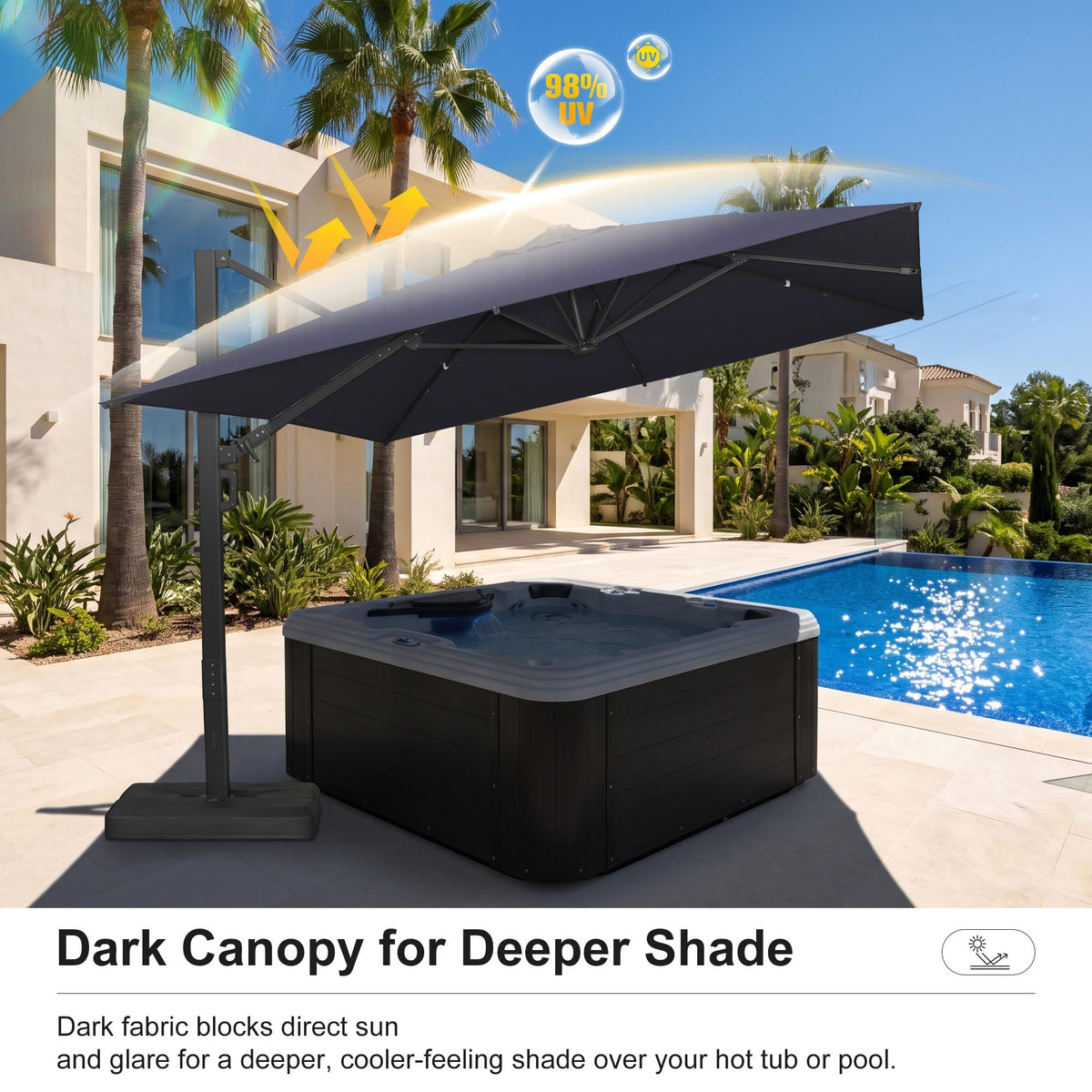10' x 13' Navy Blue Patio Umbrella with Base J716905