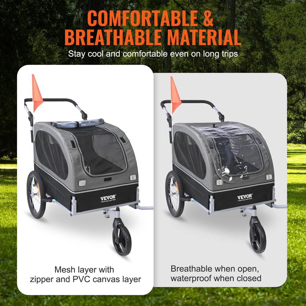 Dog Bike Trailer 2-in-1 Pet Stroller Bicycle Carrier S3654