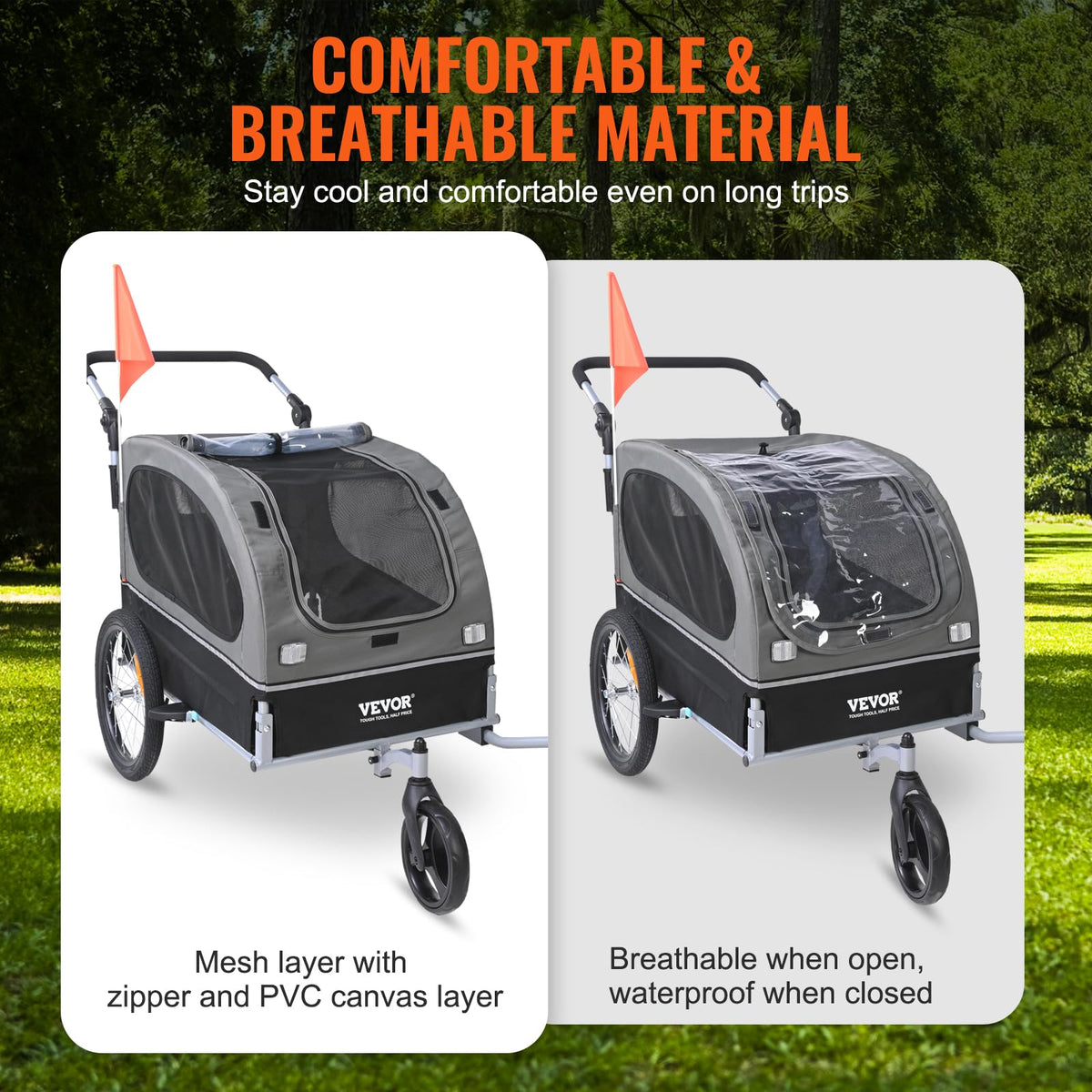 Dog Bike Trailer 2-in-1 Pet Stroller Bicycle Carrier S3654