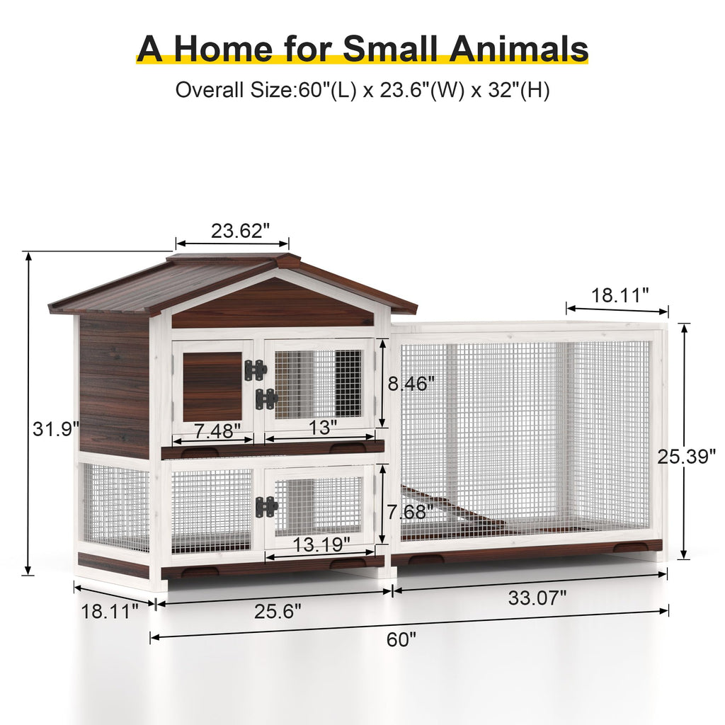 60" Wooden Rabbit Hutch I624