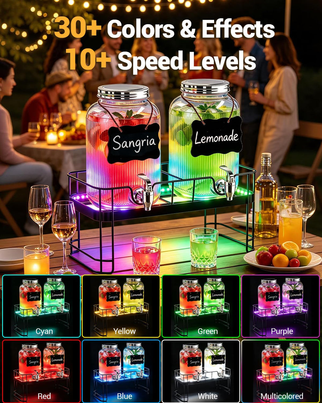 2 Pack 1 Gallon Glass Drink Dispensers with Stand M5868