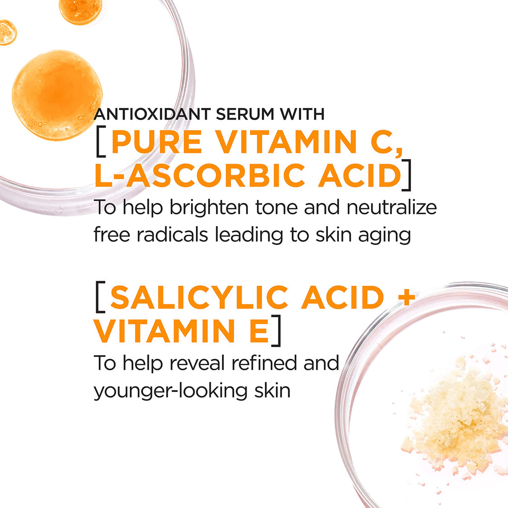 Vitamin C Brightening Face Serum with Vitamin E, Salicylic Acid, 1 oz B489500