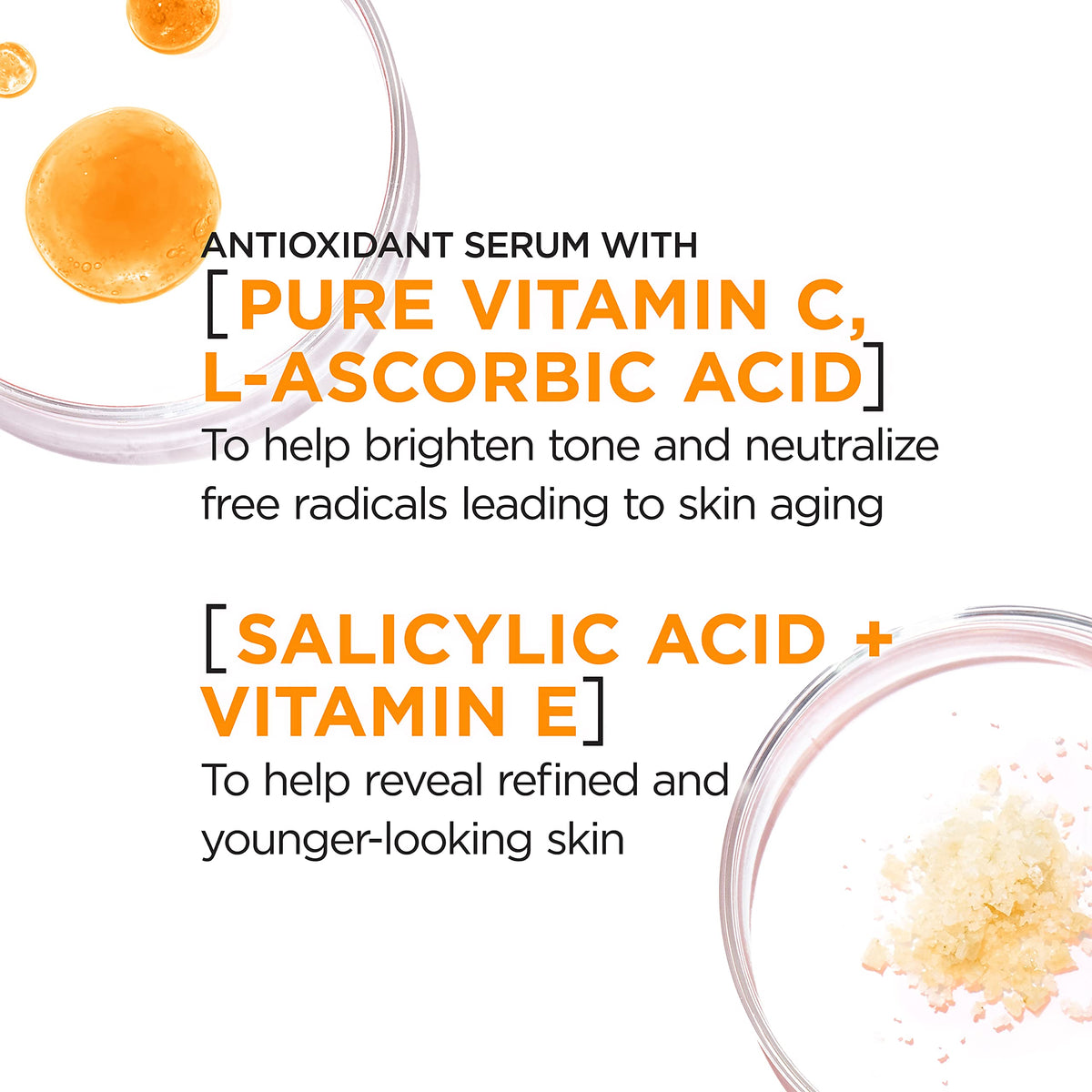 Vitamin C Brightening Face Serum with Vitamin E, Salicylic Acid, 1 oz B489500