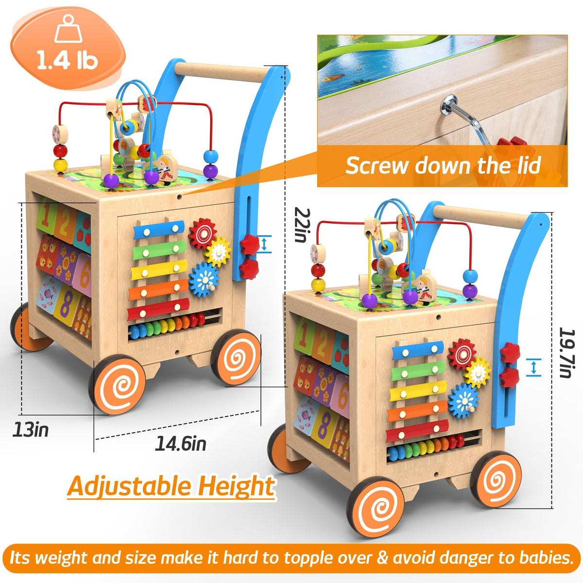 Wooden Activity Cube Walker A491