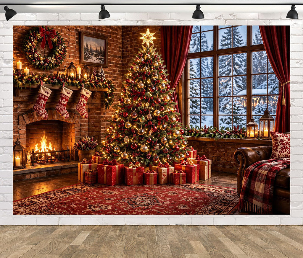 Fabric Christmas Window Backdrop H632500
