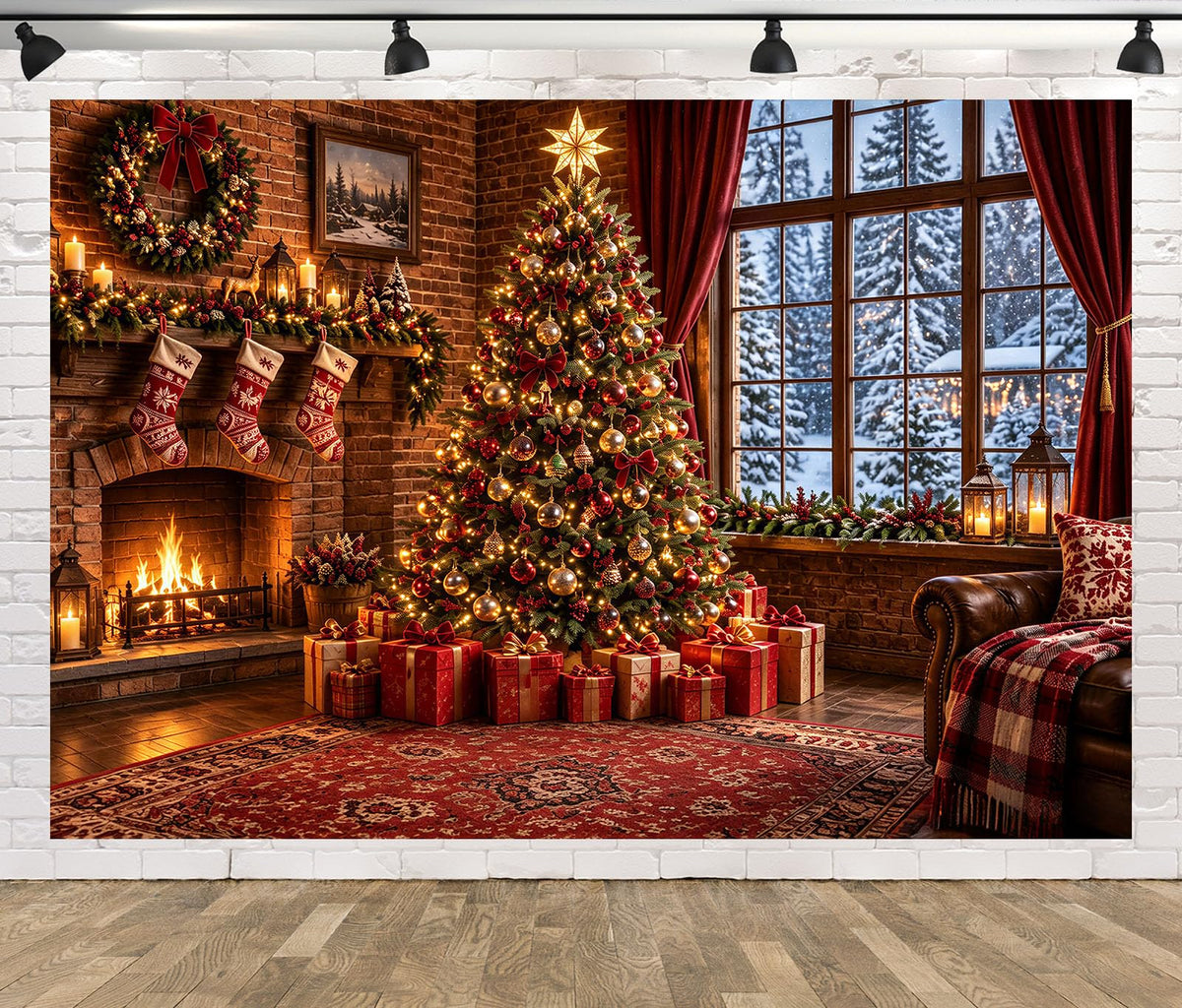 Fabric Christmas Window Backdrop H632500