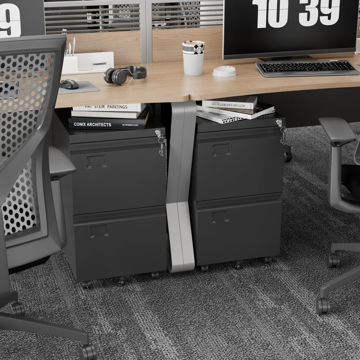 2 Drawer Black Metal File Cabinet with Lock G18488