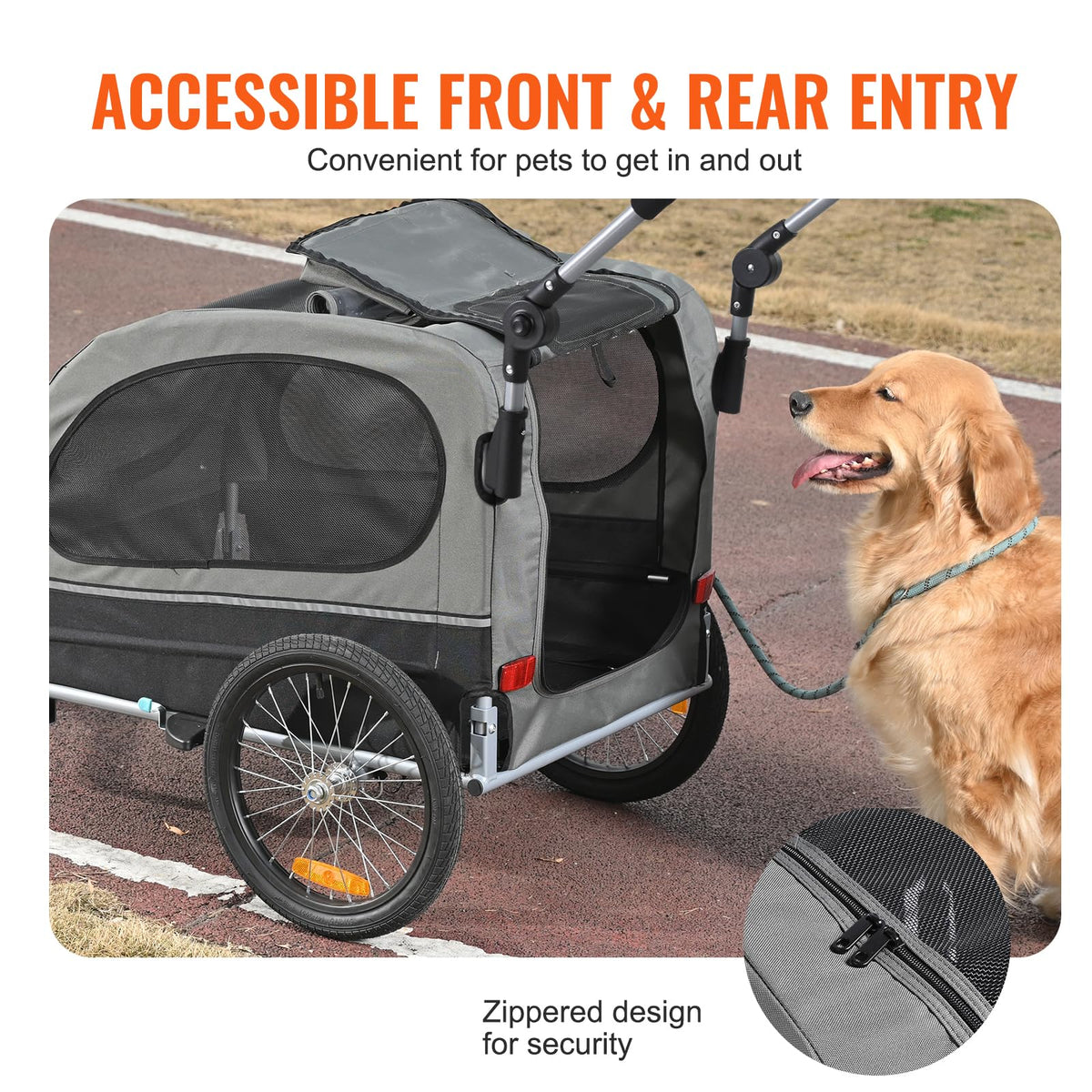 Dog Bike Trailer 2-in-1 Pet Stroller Bicycle Carrier S3654