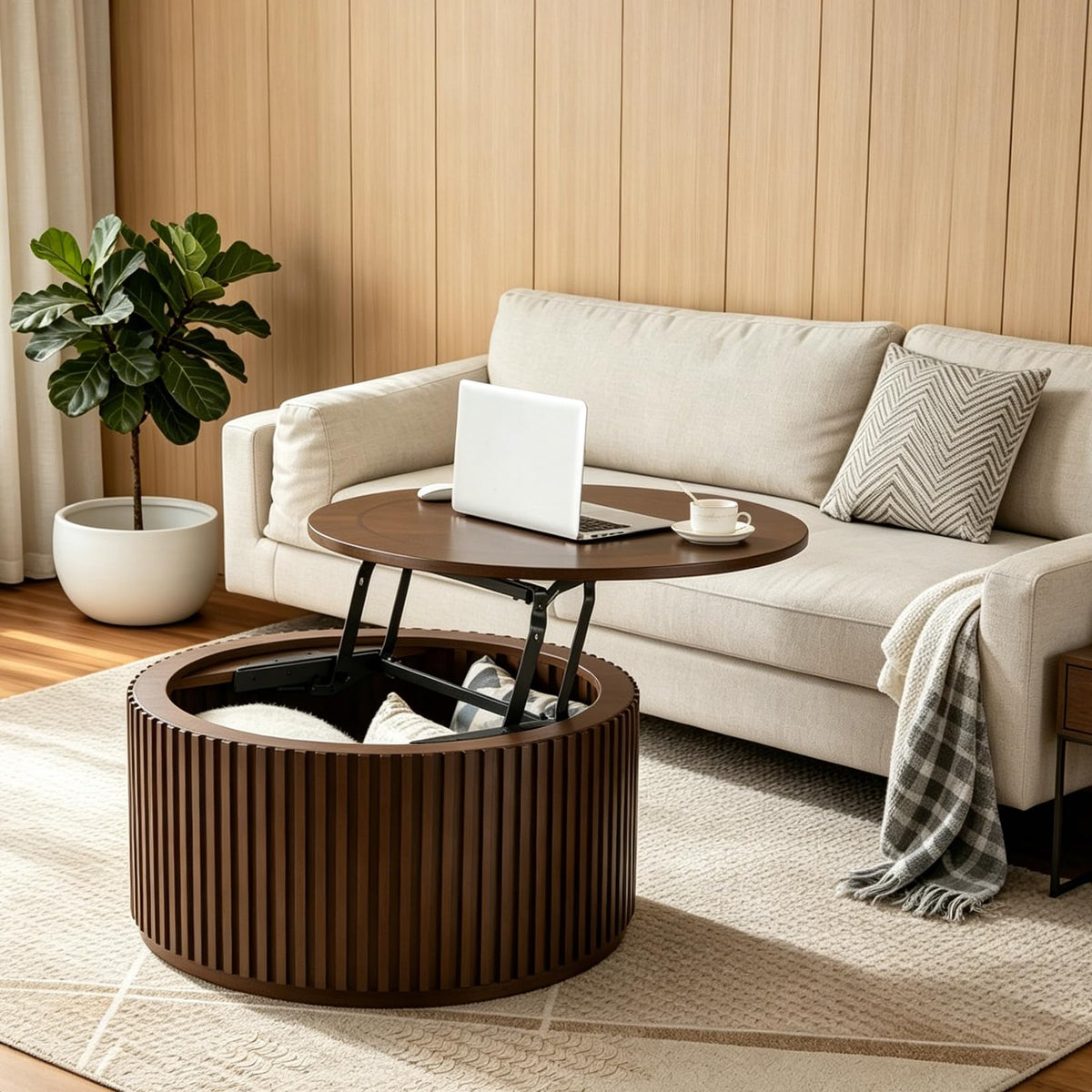 Round Lift Top Coffee Table with Storage C750