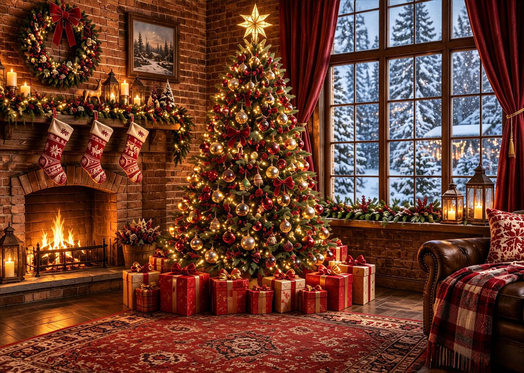 Fabric Christmas Window Backdrop H632500