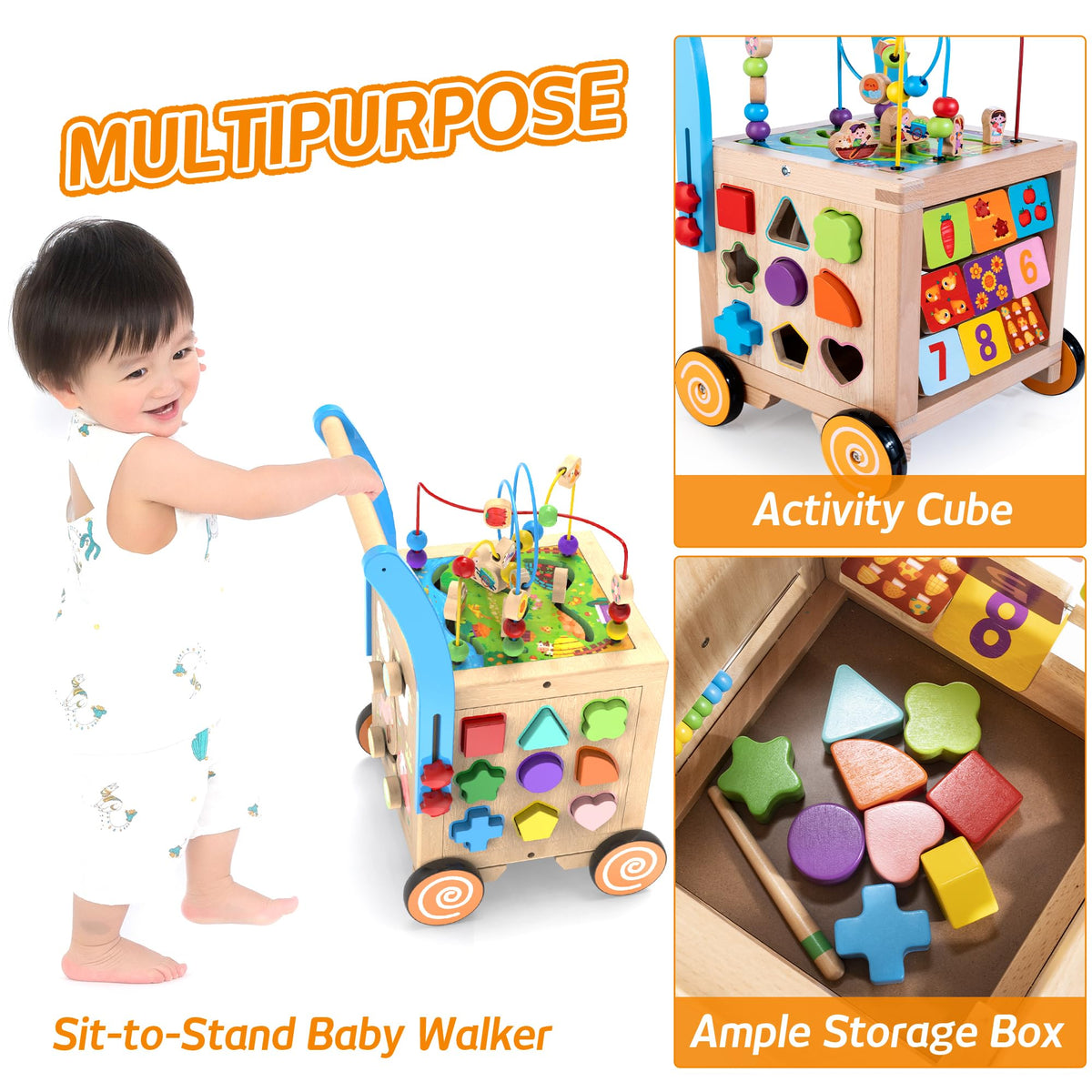 Wooden Activity Cube Walker A491
