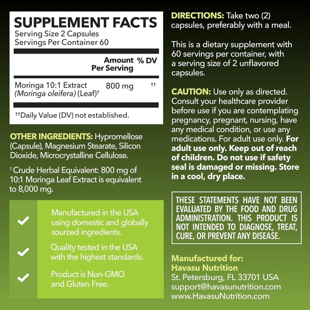Moringa Capsules 800mg 120 Count A514601