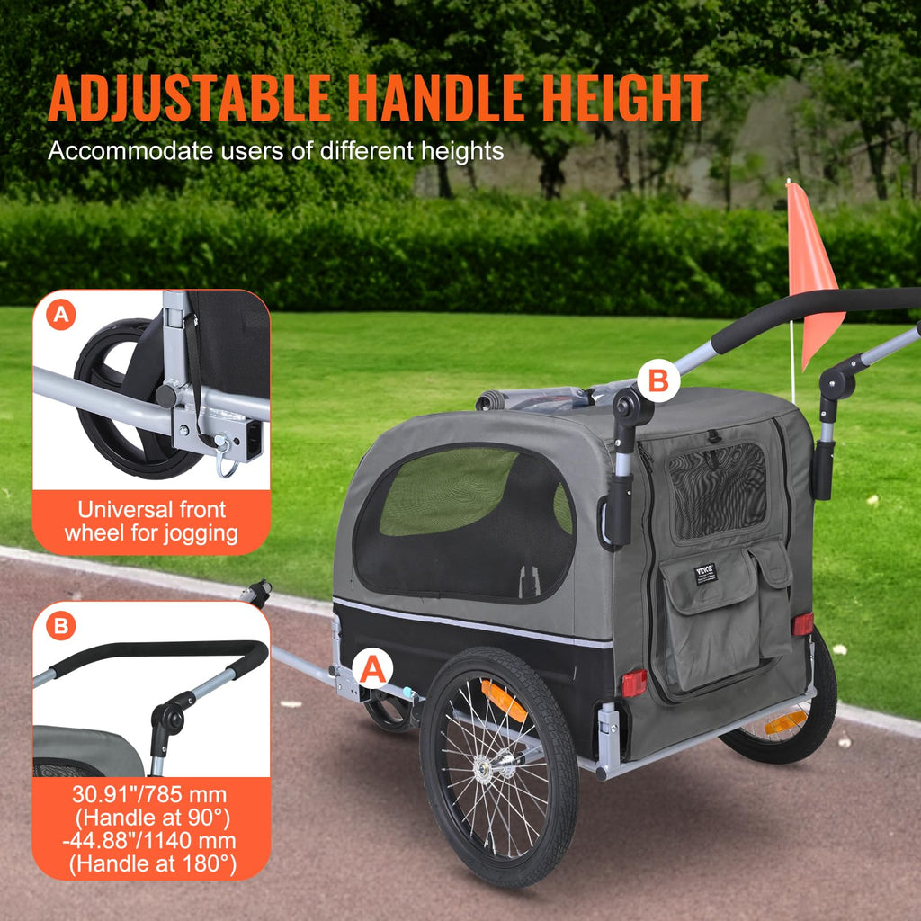 Dog Bike Trailer 2-in-1 Pet Stroller Bicycle Carrier S3654