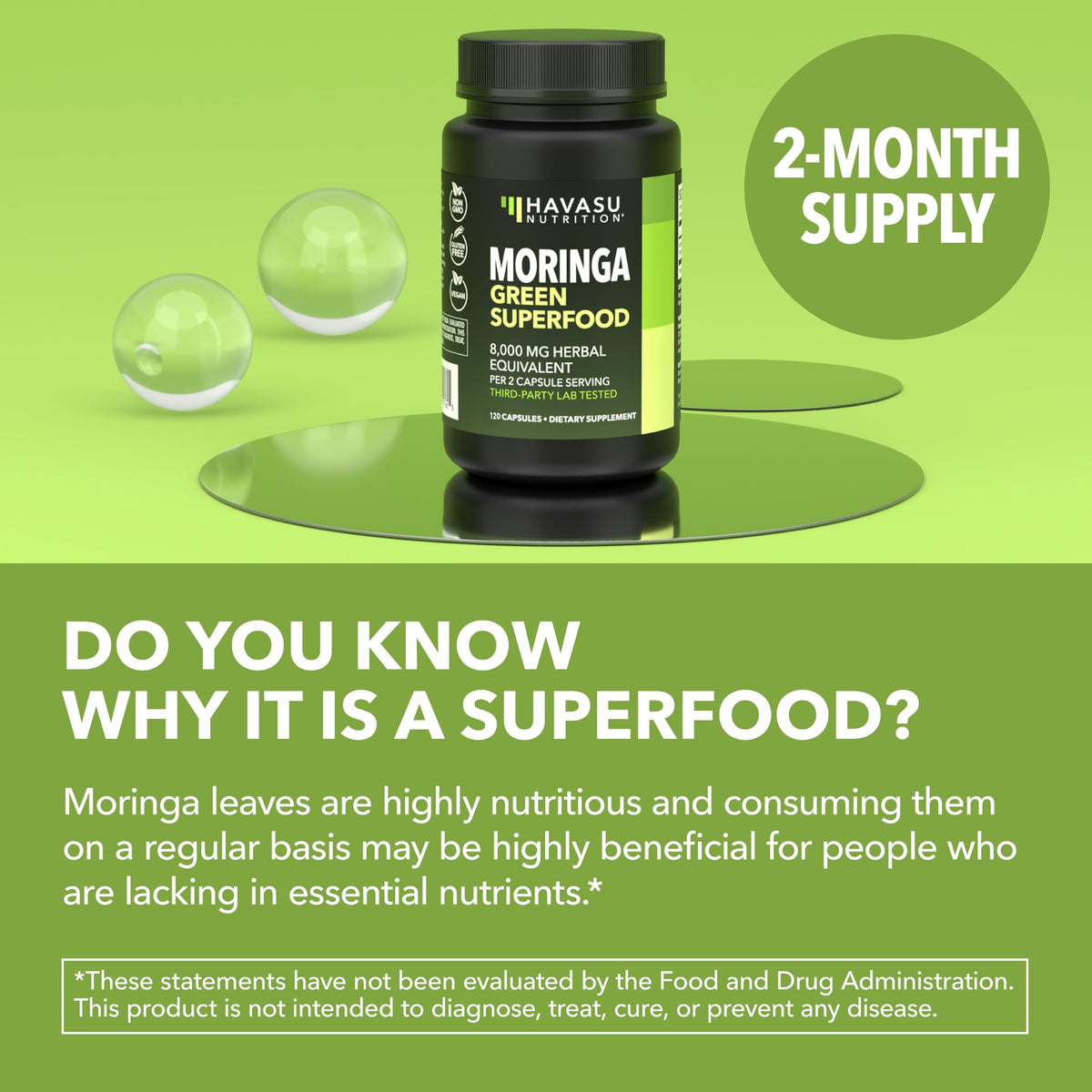 Moringa Capsules 800mg 120 Count A514601