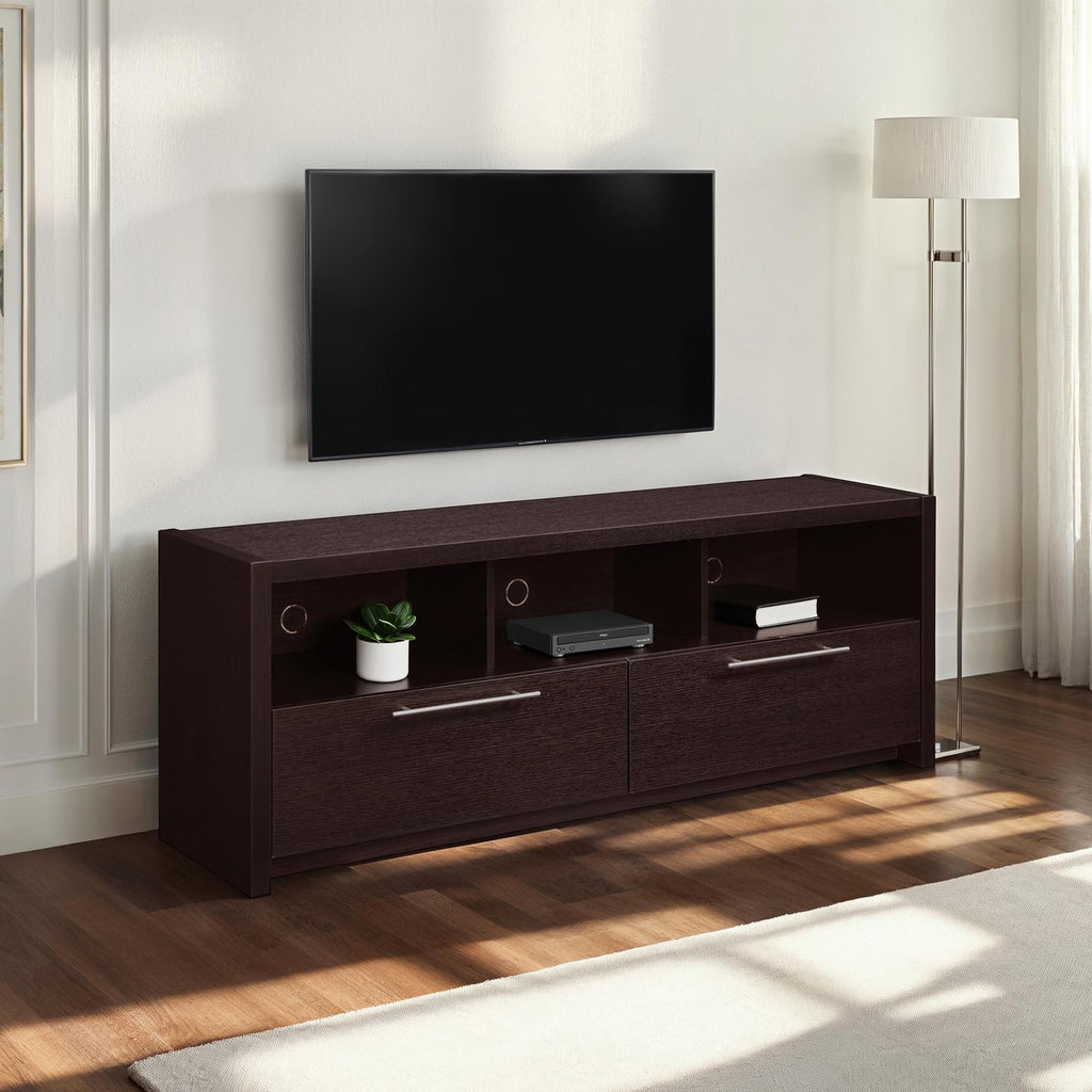 Espresso TV Stand with Storage Cabinets & Shelves V69223