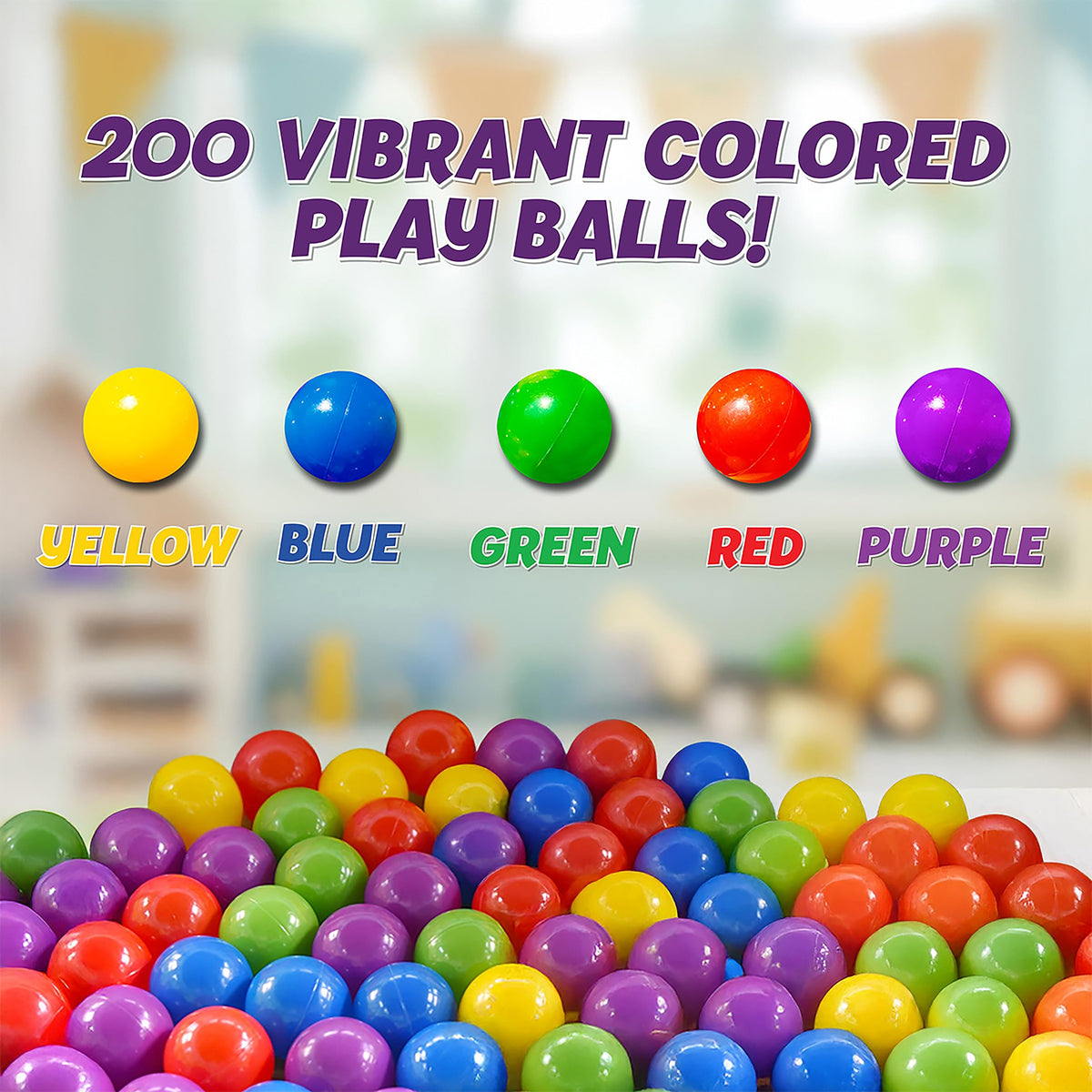 200 Premium Crush-Resistant Play Balls with Zippered Storage Bag A2850