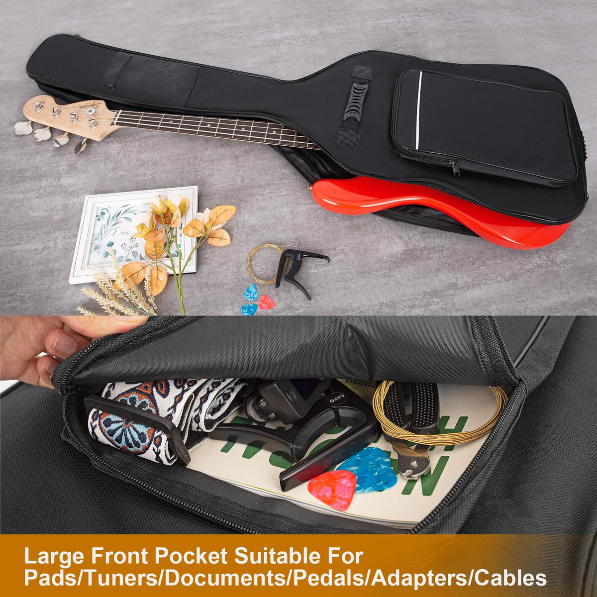 Black Waterproof Bass Guitar Gig Bag Q82239