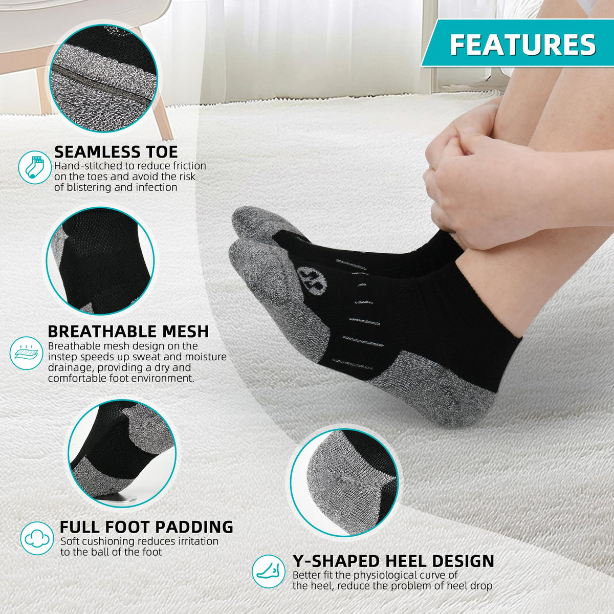 Diabetic Socks for Men, 10 Pairs Ankle & Low Cut Size 9-15 V1035