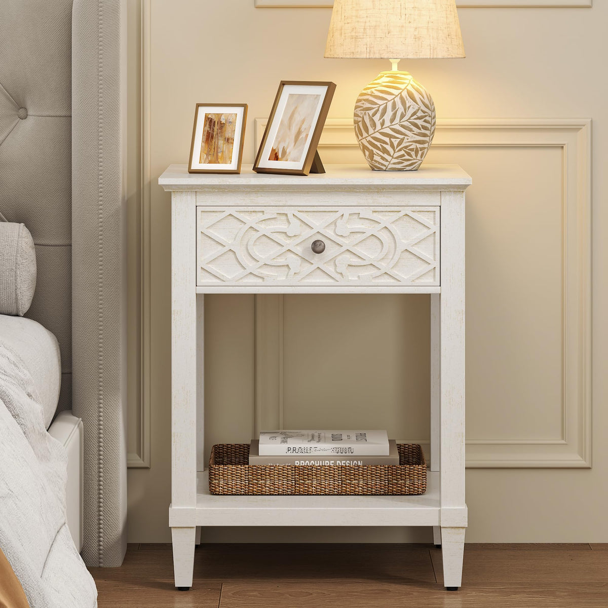 26" Solid Wood Nightstand with Drawers L60784