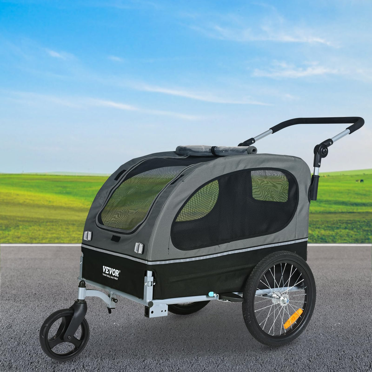 Dog Bike Trailer 2-in-1 Pet Stroller Bicycle Carrier S3654