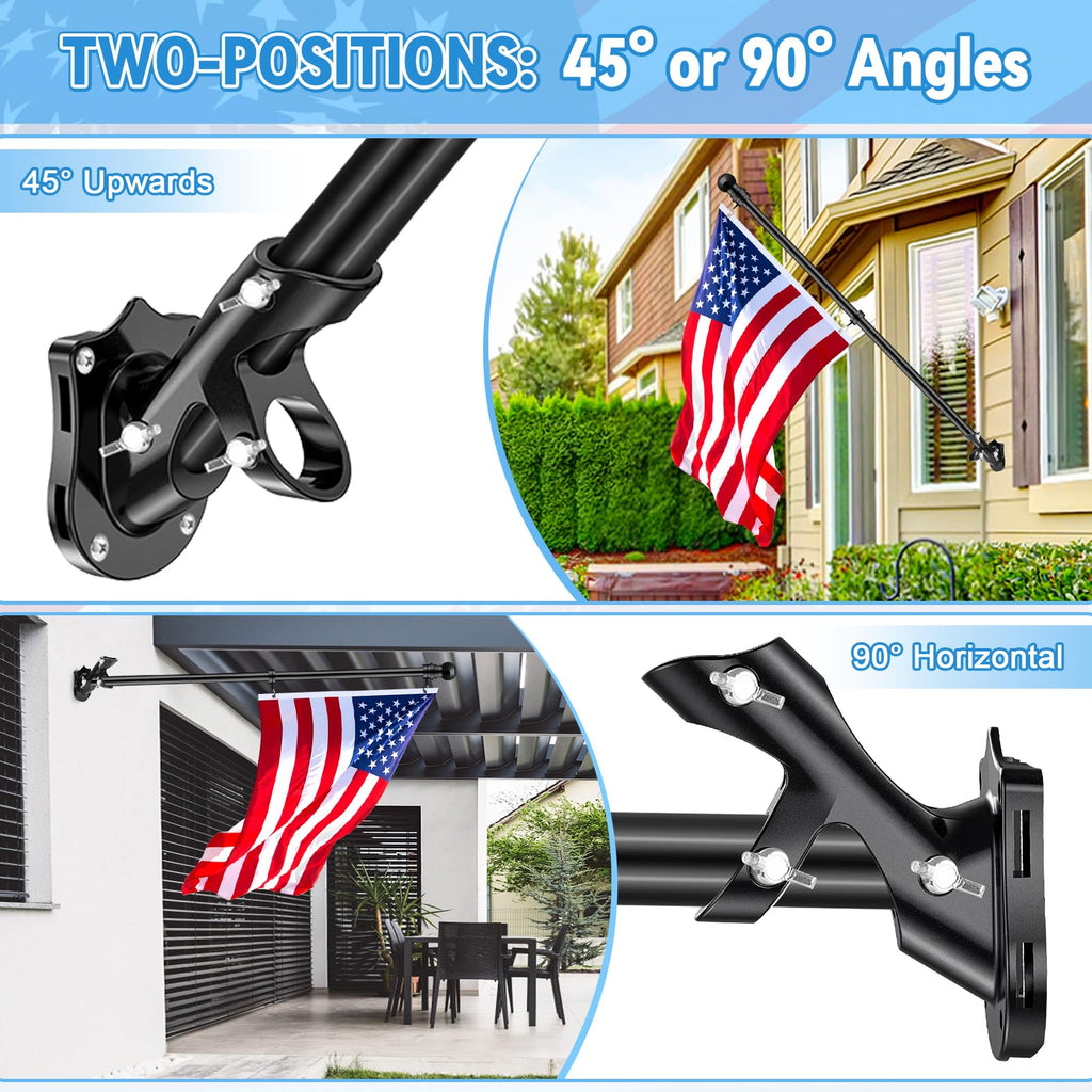 6 FT Black Metal Flagpole Kit and 1" Flag Pole Holder F37712