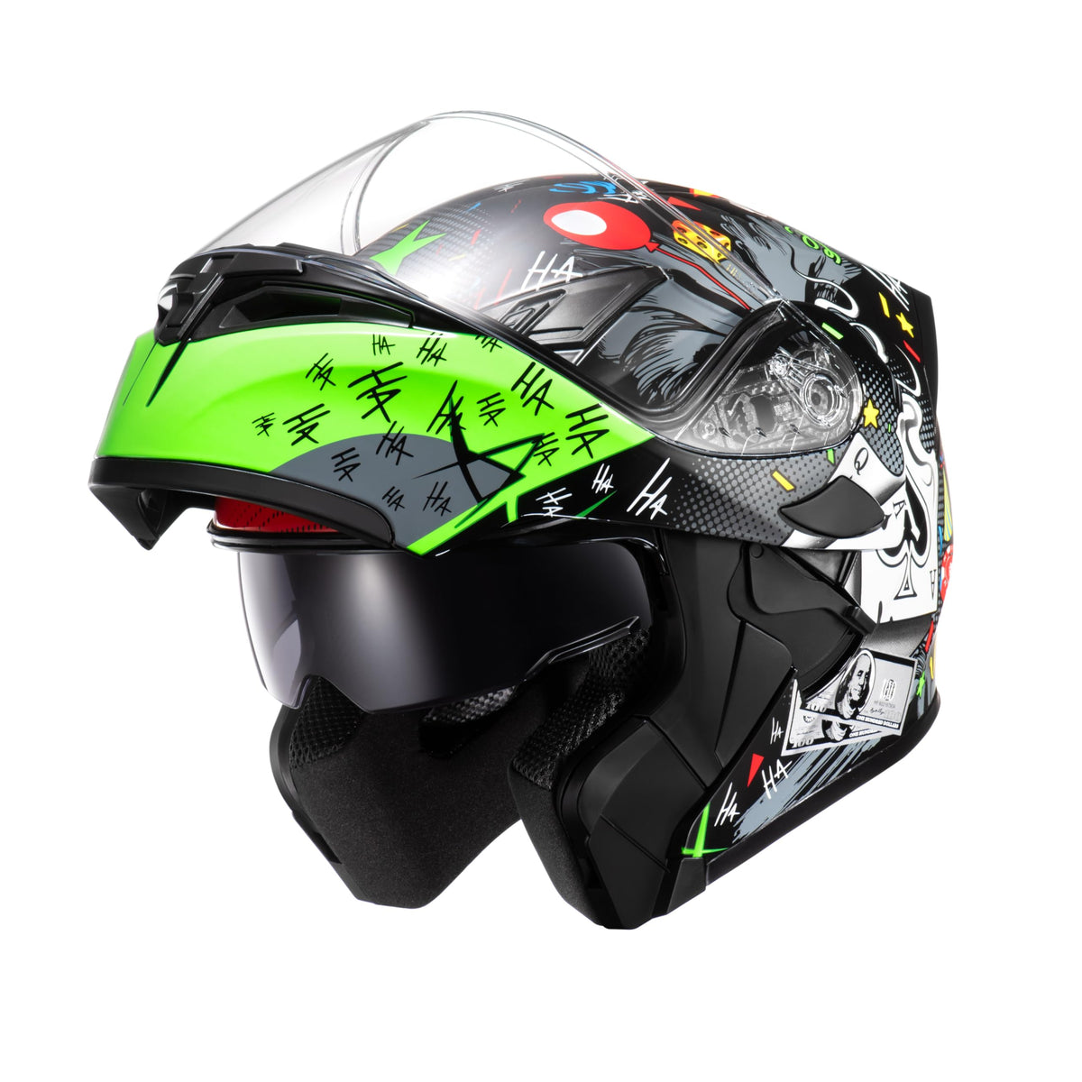 Motorcycle Dual Visor Flip up Modular Full Face Helmet K7098