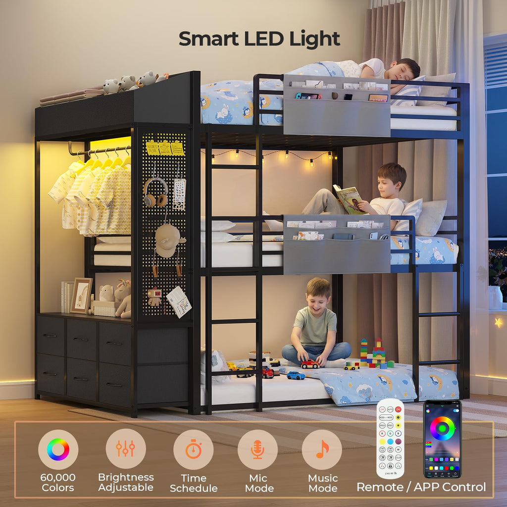Triple Bunk Bed with 6 Storage Drawers X5985
