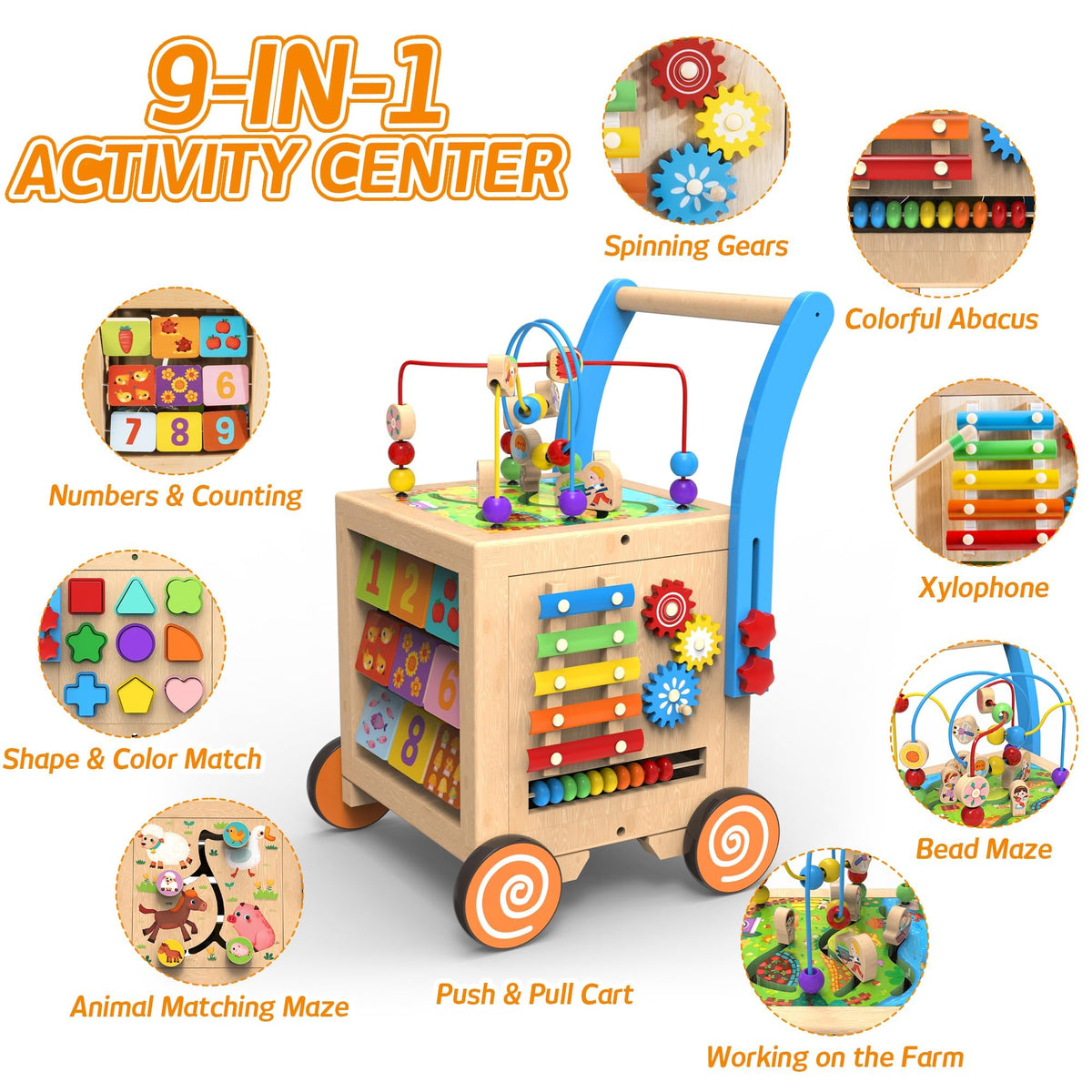 Wooden Activity Cube Walker A491
