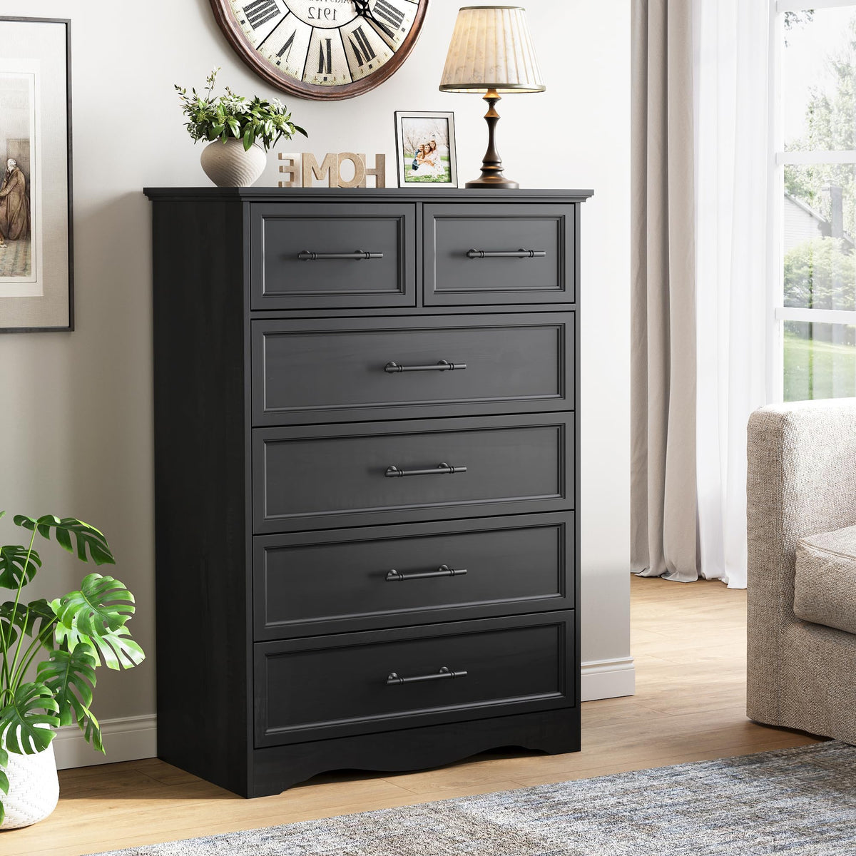Black 6 Drawer Dresser H297277